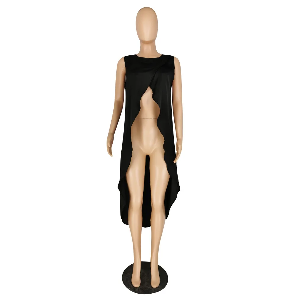 Женские летние длинные футболки Adogirl 2020 рубашки без рукавов с асимметричным