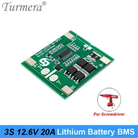 turmera 3s 12 6v 20a bms 18650 lithium battery protected board for 10 8v 12v screwdriver drill or uninterrupted power supply use