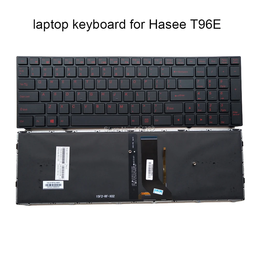 US Backlit Keyboard for Hasee T96 T96E T96C English black CVM15F23USJ4301 6-80-N2500-011-1H light Replacement keyboards New