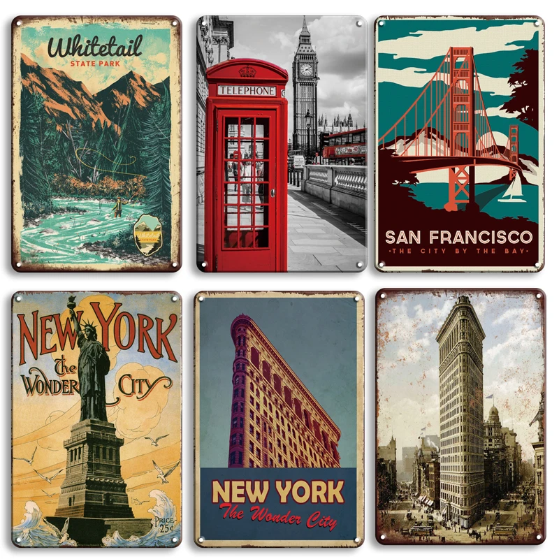 Эйфелева башня металлическая вывеска плакат Винтаж Нью Йорк Жестяная Табличка с