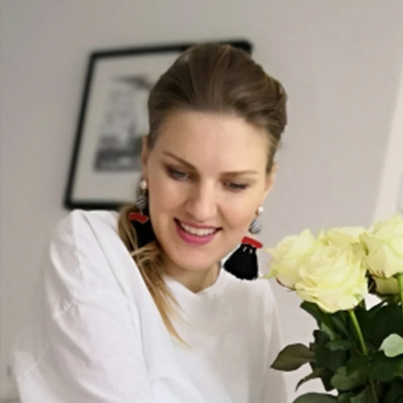 JOUVAL модные серьги с кисточками для женщин имитацией жемчуга винтажные полосатые