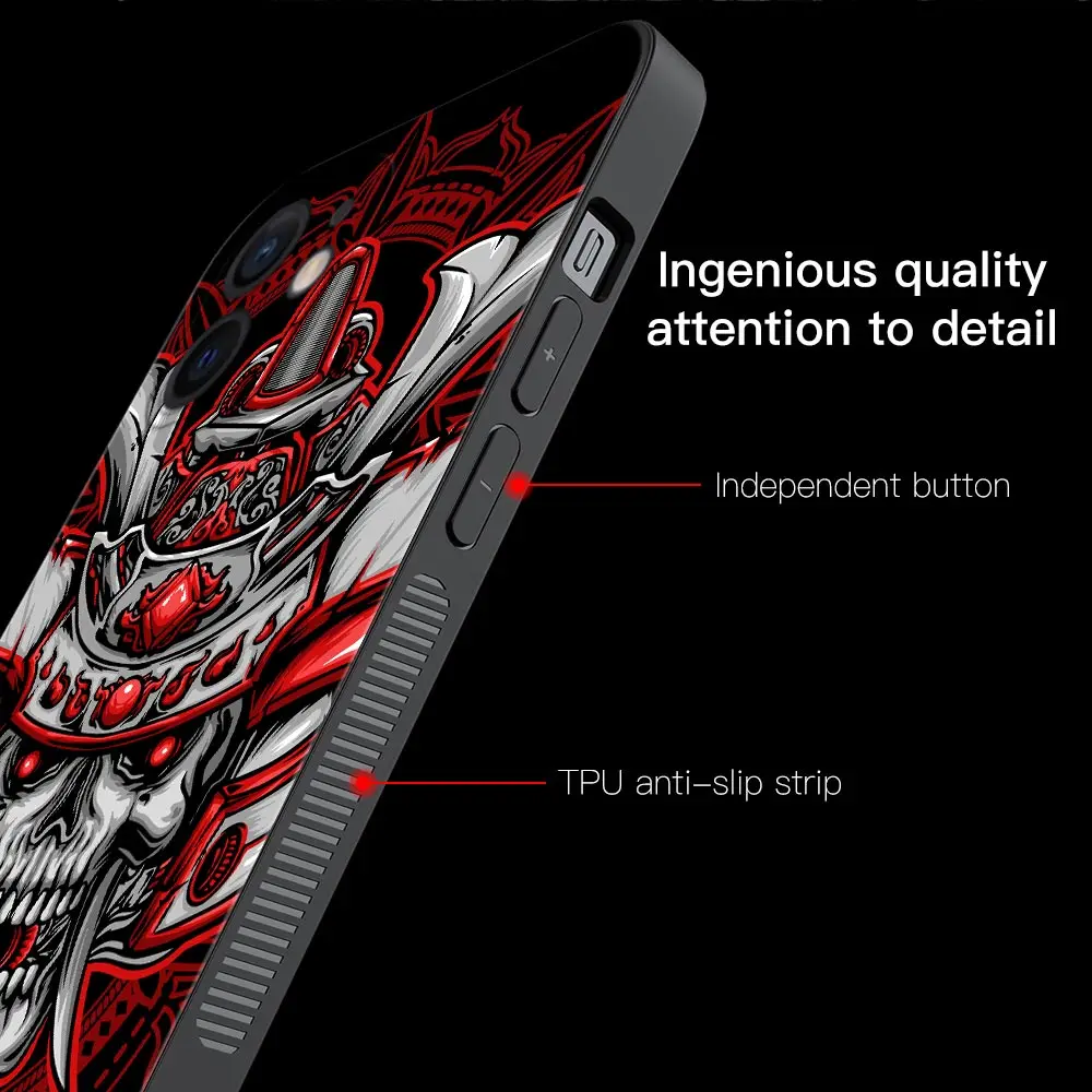 Samurai Oni Mask Phone Case For Apple iPhone 14 14 13 12 11 Pro Max Mini XS Max XR X 7 8 Plus 6 6S Soft Cover Silicone Shell