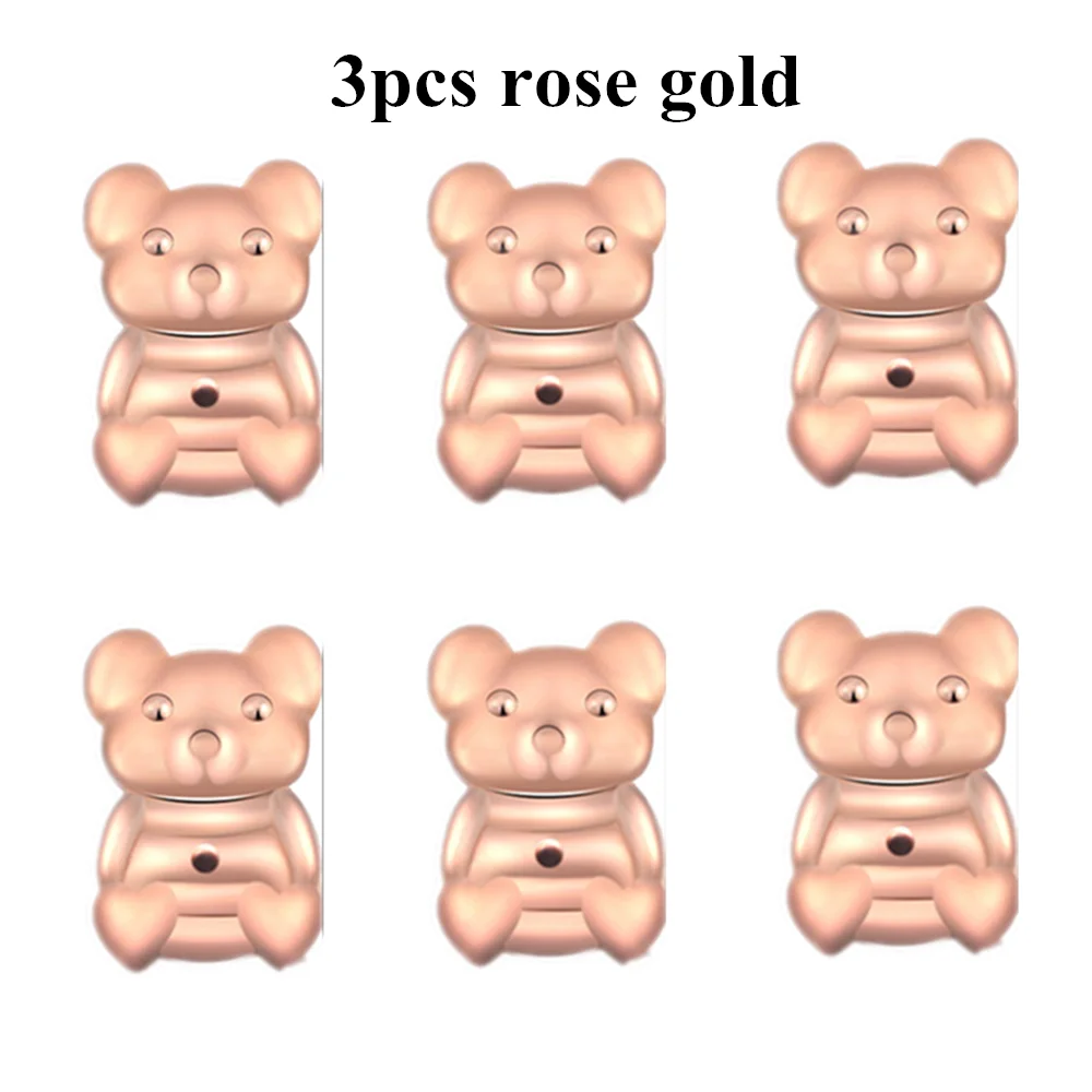 3 rose gold Милые серьги-гвоздики Romad Magic Bear с задней опорой, закрывающие серьги с задней гайкой, подъемные серьги золотого/серебряного/розового цвета - Окраска металла: 3 rose gold