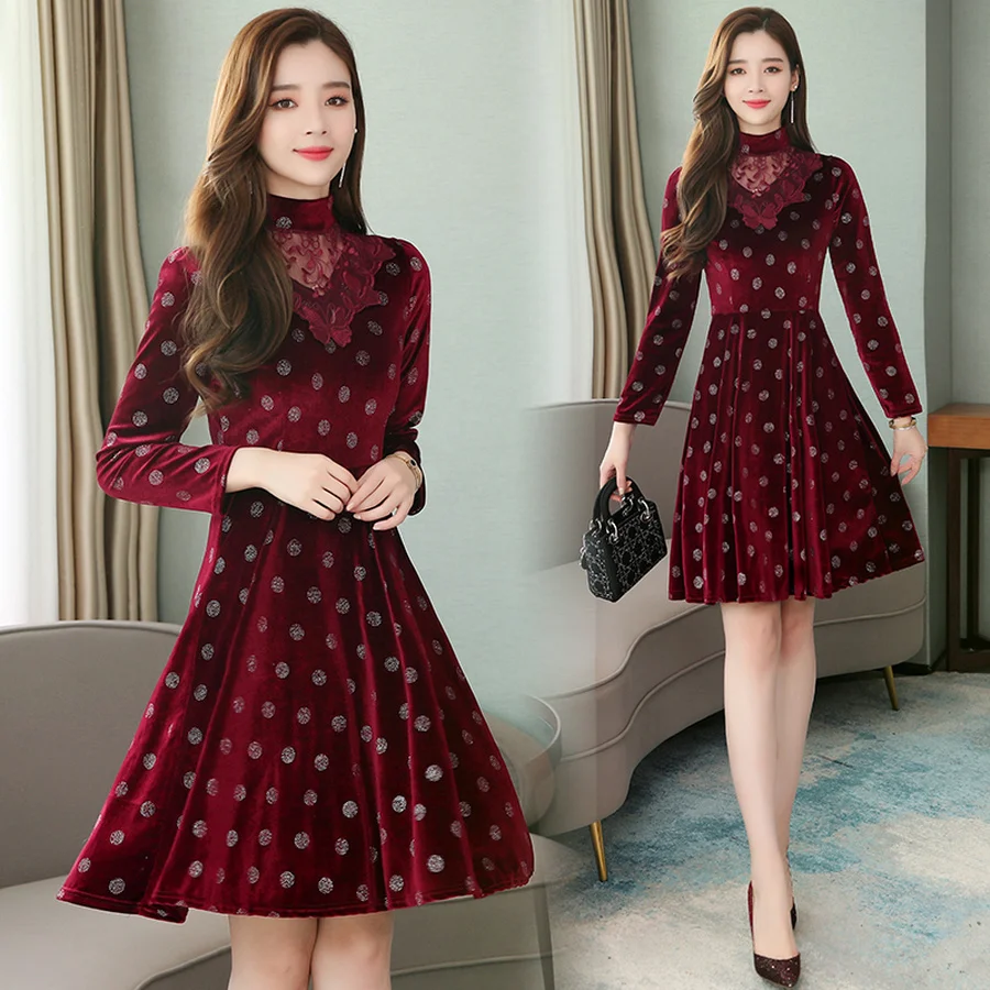 2021 винтажные золотые бархатные Пикантные мини платья на осень и зиму размера