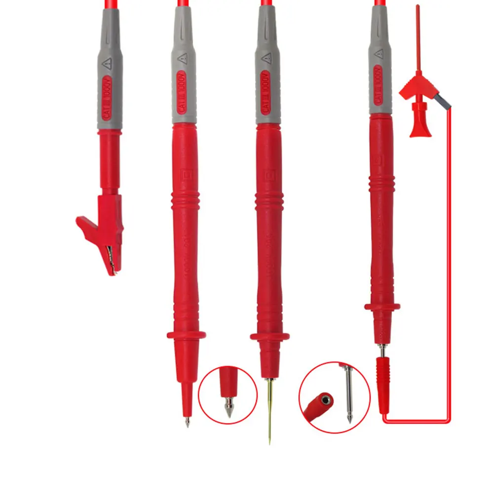 

1 SET Digital Multimeter probe Soft-silicone-wire Needle-tip Universal test leads with Alligator clip For LED tester Multimetro.