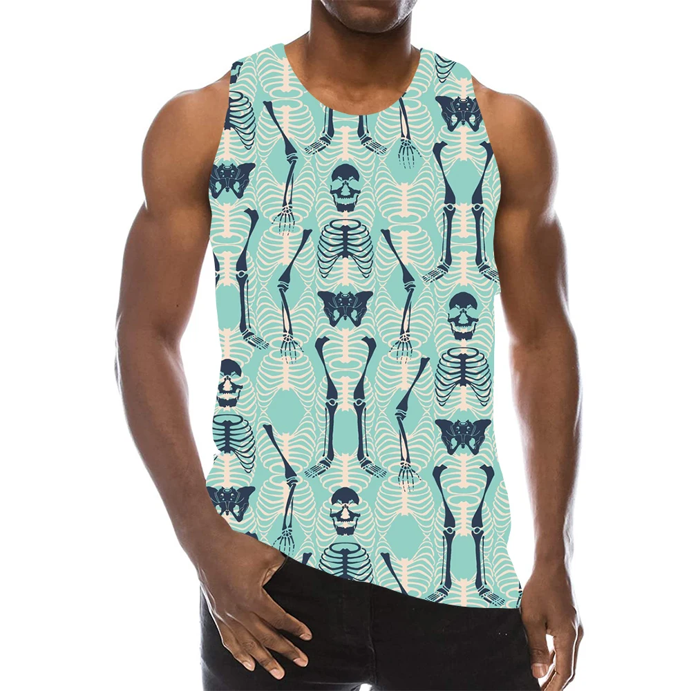 Мужской Топ без рукавов с 3D-принтом и круглым вырезом | Мужская одежда
