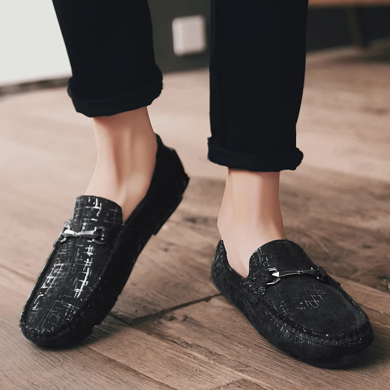 Мужские мокасины из натуральной кожи синие повседневные Лоферы без застежки