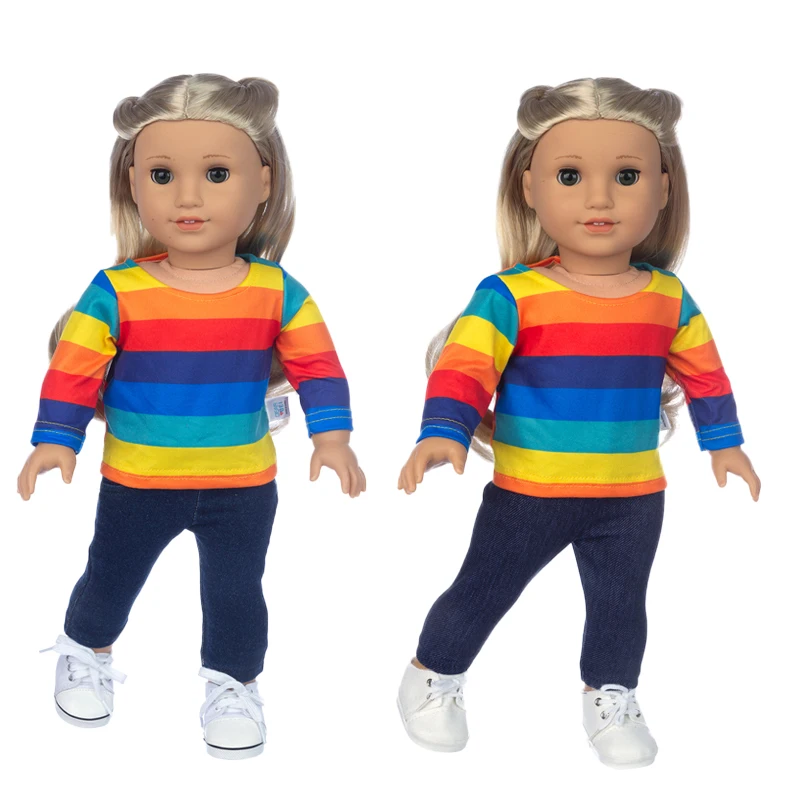 Rainbow Suit for American Girl 18inch Doll Clothes Doll Accessoires For Children Best Gift 18inch doll red sweater suit children s toy doll accessories children s birthday giftc692