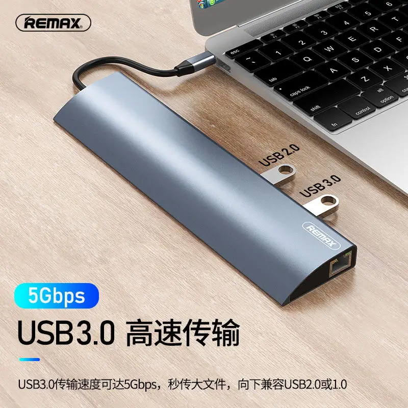 Док-станция remax 6 в 1/8 1/11 1 4K USB Type-C на 3 0 TF/sd HDMI VGA RJ45 5 мм | Мобильные телефоны и