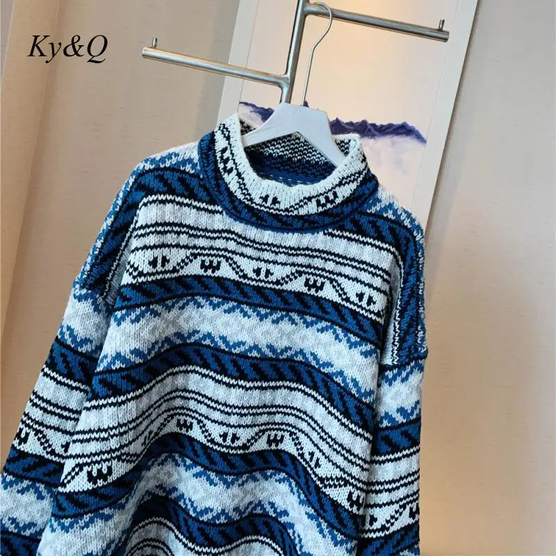 

Vintage 2020 Autumn Pattern Embroidery Loose Lazy Style Thick Pullover Women Brand Design Luxury Knit Sweater Vestidos