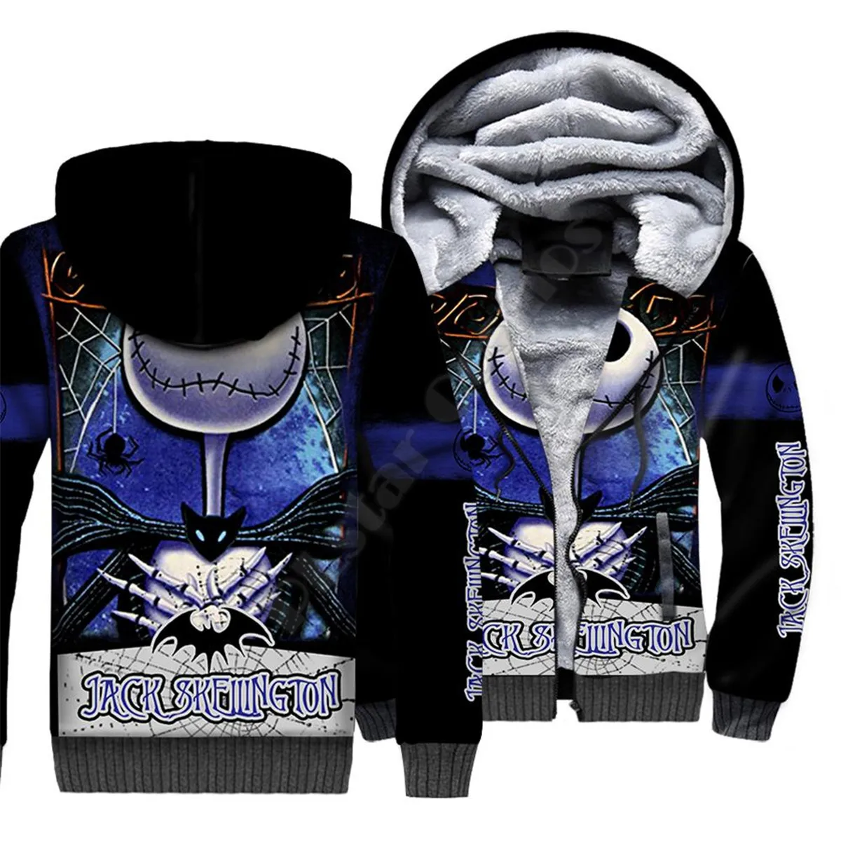 

The Nightmare Before Christmas 3D printed zipper Hoodies Men Women Winter Warm double plus velvet jacket cosplay costumes 12