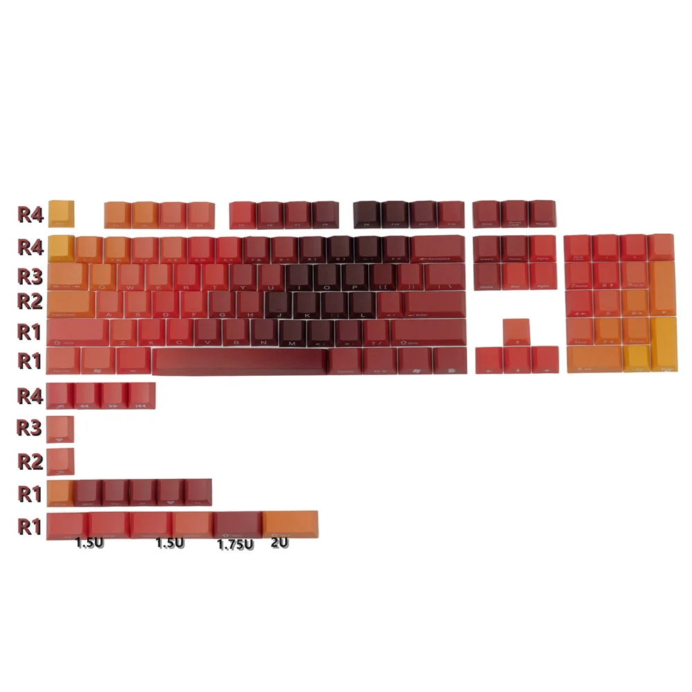 

122 Keys Red Zen Master Keycap Side Engraved Cherry Profile Mechanical Keyboard Keycap For GH60 GK61X GK64X GK68 84 87 96 980