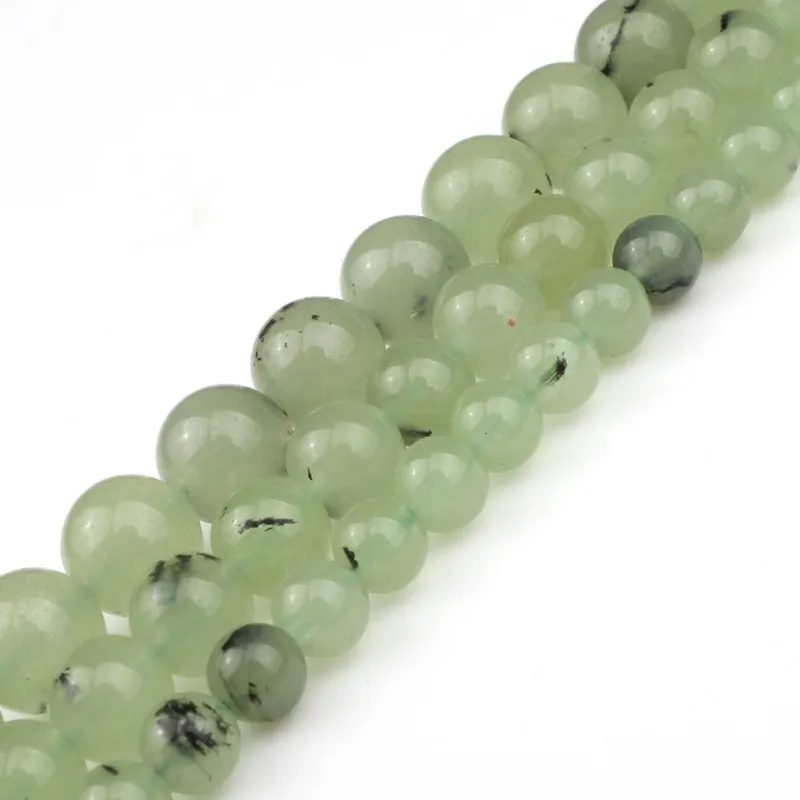 

Круглые бусины зеленого Prehnite 6, 8, 10 мм, незакрепленные бусины из натурального камня для изготовления ювелирных украшений, подвески для брасл...