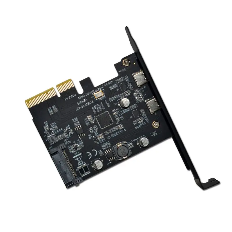 

Плата расширения с 2 портами USB 3,1 на Type-C, PCI-E 4X на USB 3,1 Gen2, 10 Гбит/с, USB C адаптер для настольного ПК