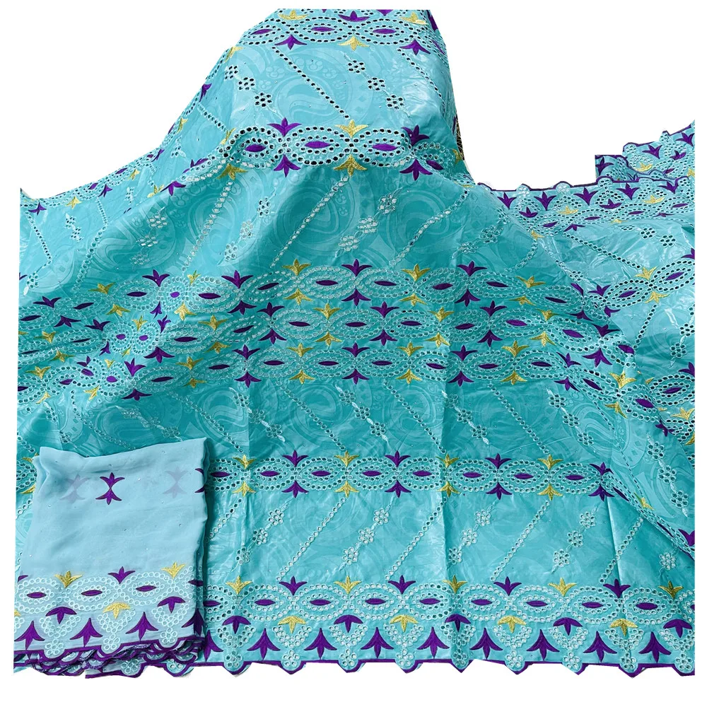 

2021 Latest Bazin Riche Lace Fabric Yards High Quality Nigerian Party Borer Embroidery African Lace Fabric For Wedding h83-48