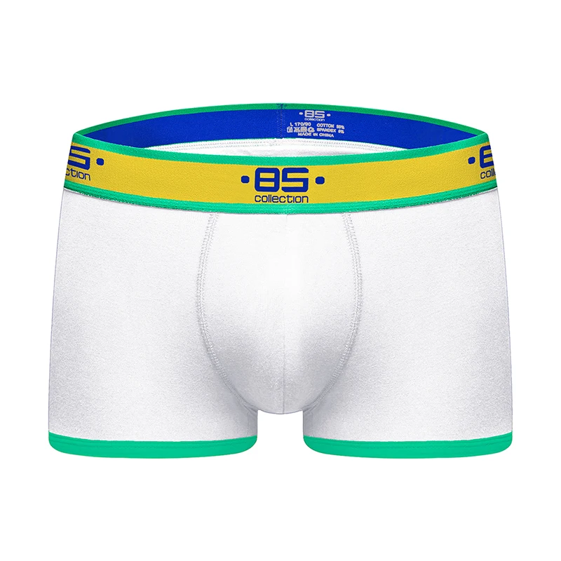 BS180-white Фирменное Мужское нижнее белье, боксеры, сексуальные хлопковые боксеры, Мужские боксерские шорты для геев, мужское нижнее белье, мужские трусы для мальчика, Слип B0040 - Цвет: BS180-white
