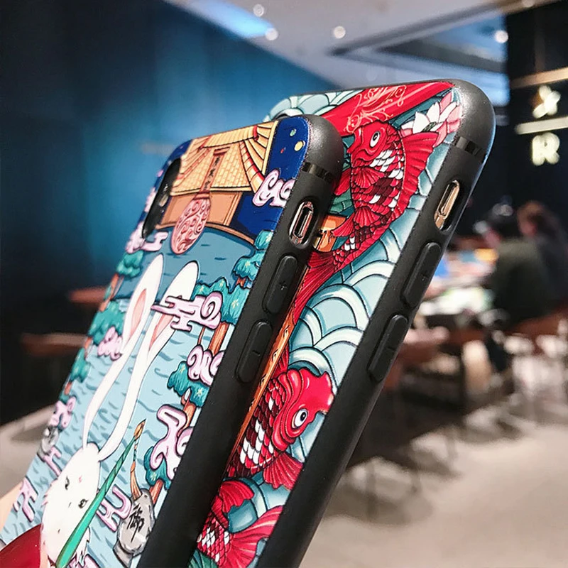 Милый 3D тисненый чехол для телефона iPhone X XS XR 11 12 13 Pro Max мягкий матовый из ТПУ 6 7 8Plus