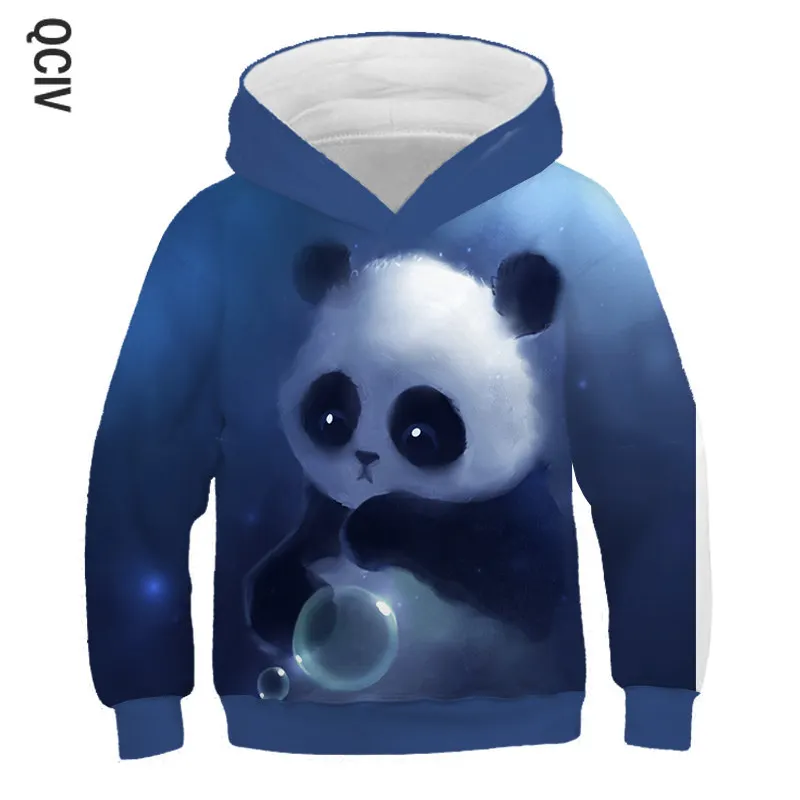 Новые детские толстовки с капюшоном принтом милой панды Свитер для маленьких
