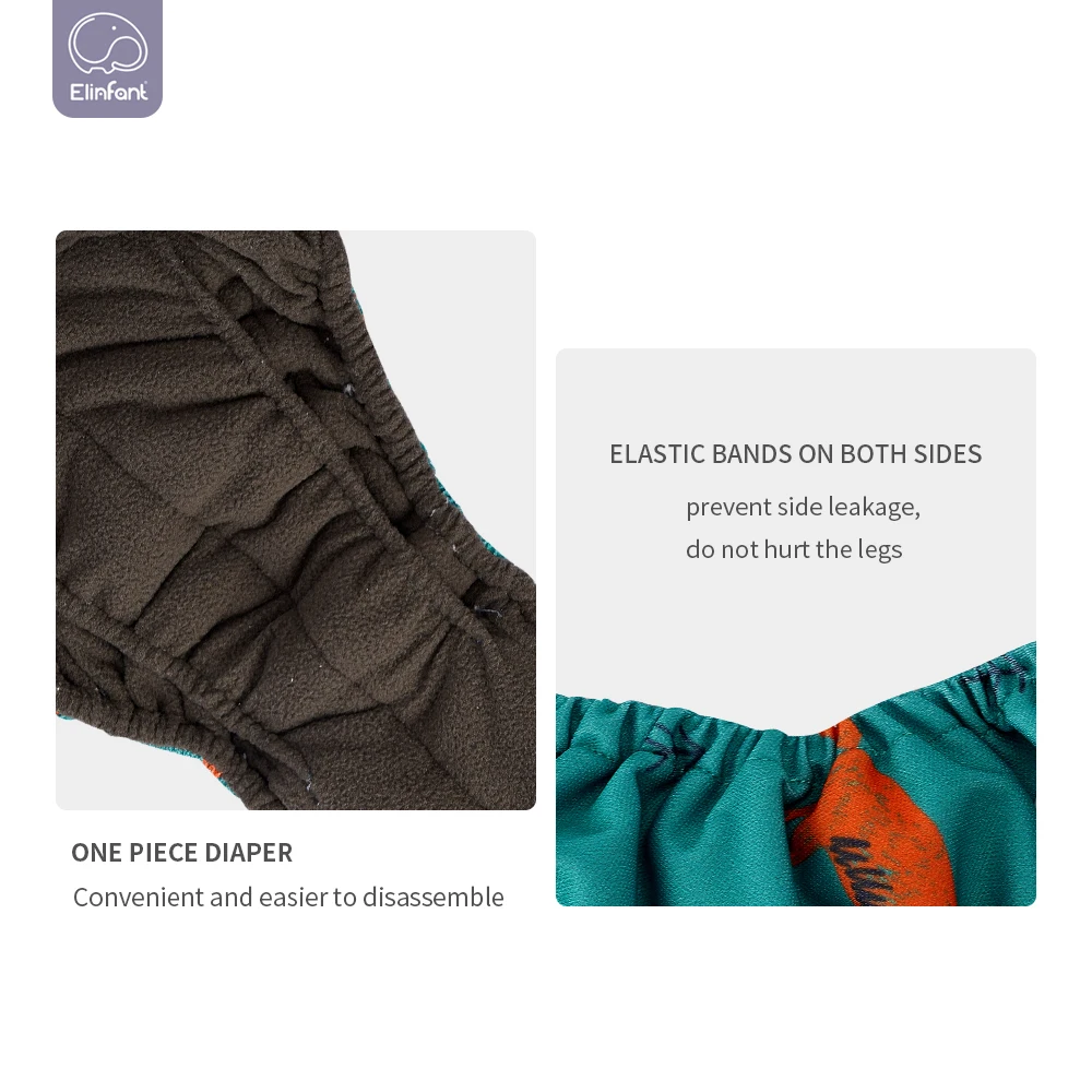 Подгузник Elinfant для новорожденных из бамбукового угля AIO тканевый подгузник
