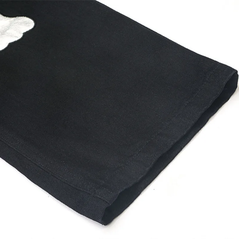 2021 Reflective Skeleton Patch Embroidery Punk Men Hip Hop Jeans Trousers Dark Streetwear Stylish Slim Denim Pants Pantalones