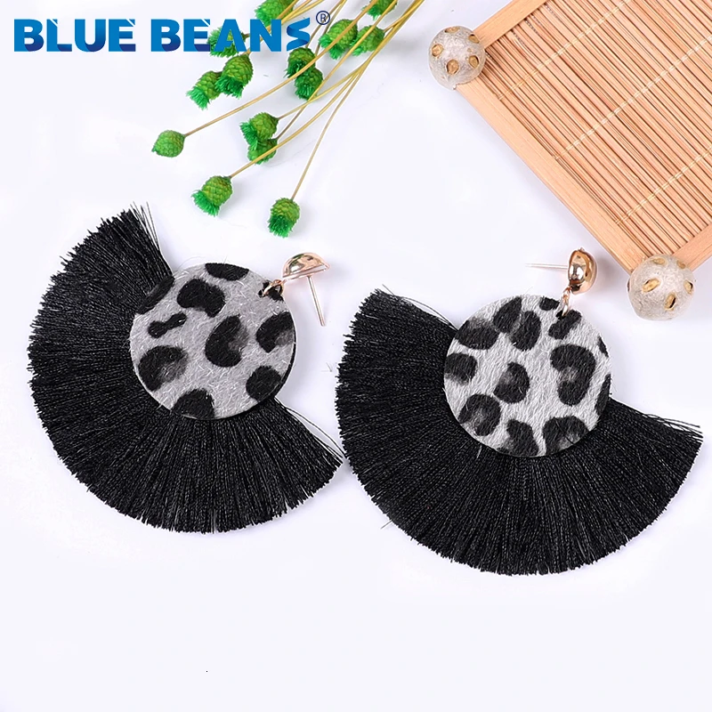 Леопардовые серьги с кисточками для женщин черные ювелирные изделия