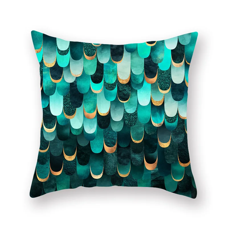 

45x45cm Nordic Design Green Geometric Printing Throw Pillow Case Living Room Sofa Cushion Cover AT121
