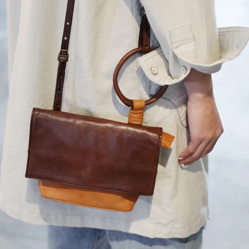 Натуральная коровья кожа маленькая девочка сумка через плечо винтажная