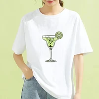 o neck short sleeve korean casual t shirt women summer tees fashion female clothing drink theme t shirt graphic print oversize