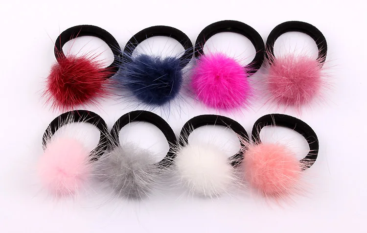 Милые аксессуары для волос девочек Головной убор из меха норки с помпоном
