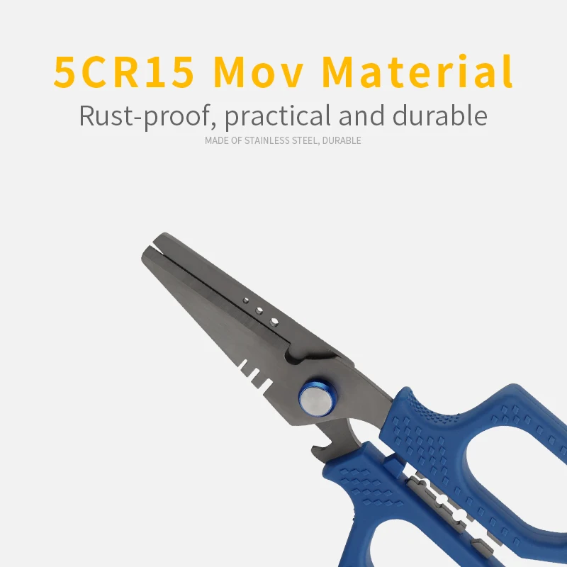 TUNALA Fishing Scissors Pliers Serated for Bait Kraton Handle Outdoor Multifunctional Tools with Sheath Hook Removal Line Cutter