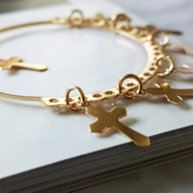 

1 PC Vintage Fashion Women Gift Round Hollow Pendant Tassel Multiple Cross Dangle Earrings Jewelry