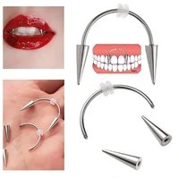 body piercing jewelry gothic surgical steel 16g tooth decoration c shape smile lip tiger tooth nail zombie tooth vampire jewelry