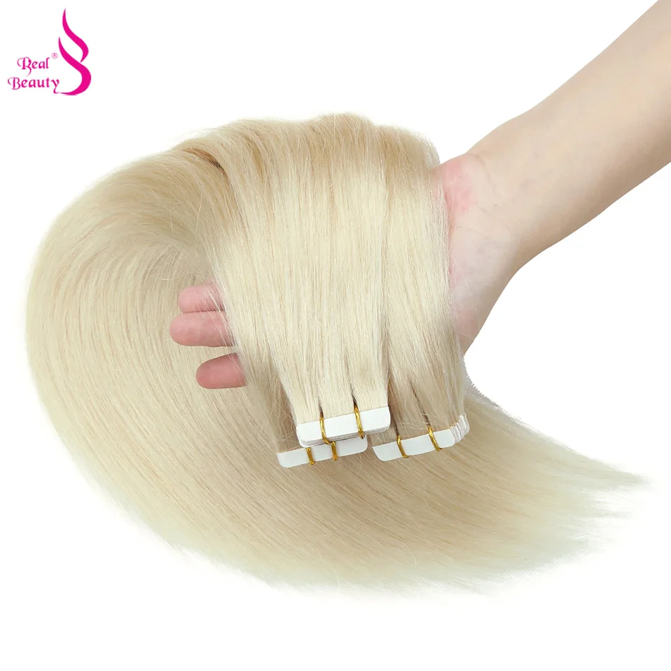 Настоящая красота прямая лента в человеческих волосах для наращивания европейские бесшовные волосы для наращивания 12 "-28" 100% Remy волосы маши... от AliExpress WW