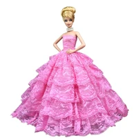 16 multi layer pink lace princess dress for barbie doll clothes outfits off shoulder wedding party gown 11 5 dolls accessories