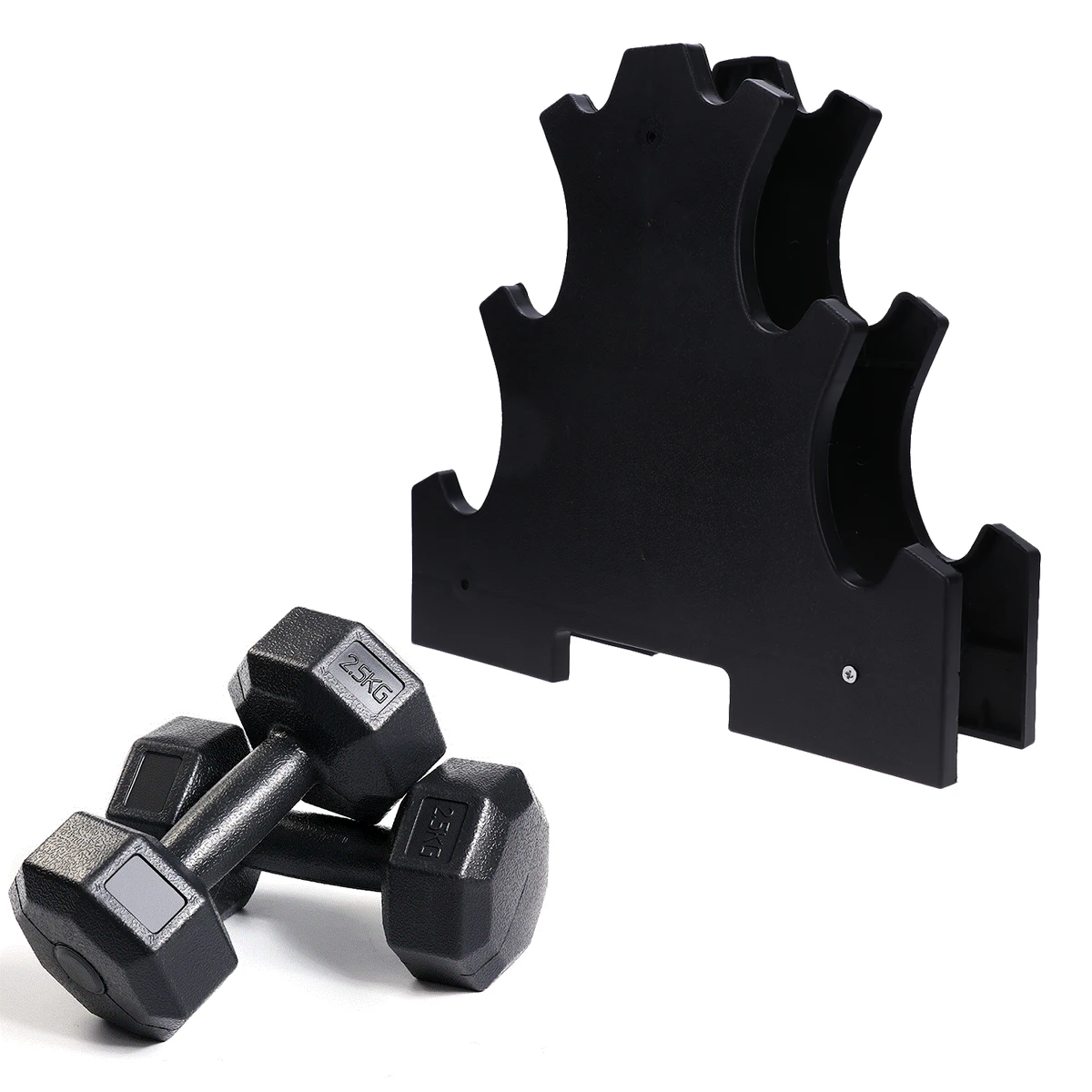 

3-Tie Dumbbell Bracket Practical Dumbbell Display Rack Fitness Equipment Accessories Dumbbell Storage Stand for Home Gym Black
