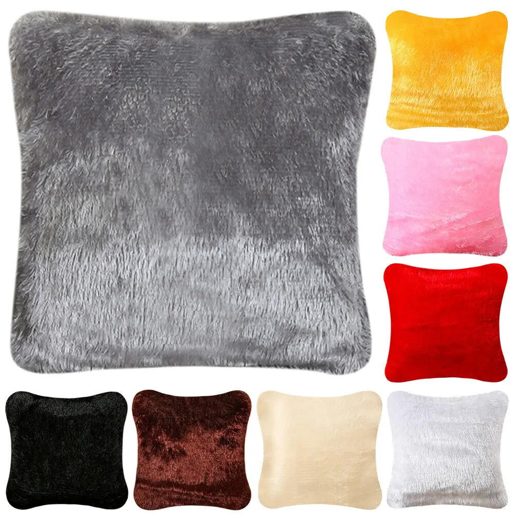 

Fluffy Fur Plush Pillow Case Shaggy Cover Throw Home Sofa Decor Soft Cushion