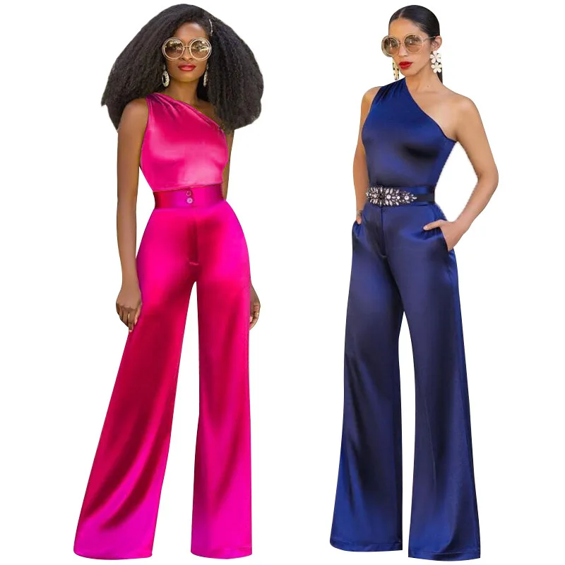 

Wholesale Neon Clothes Elegant Two Piece Outfits Women Sets Sleeveless Tank Tops High Waist Wide Leg Pants Clubhouse Work Wear