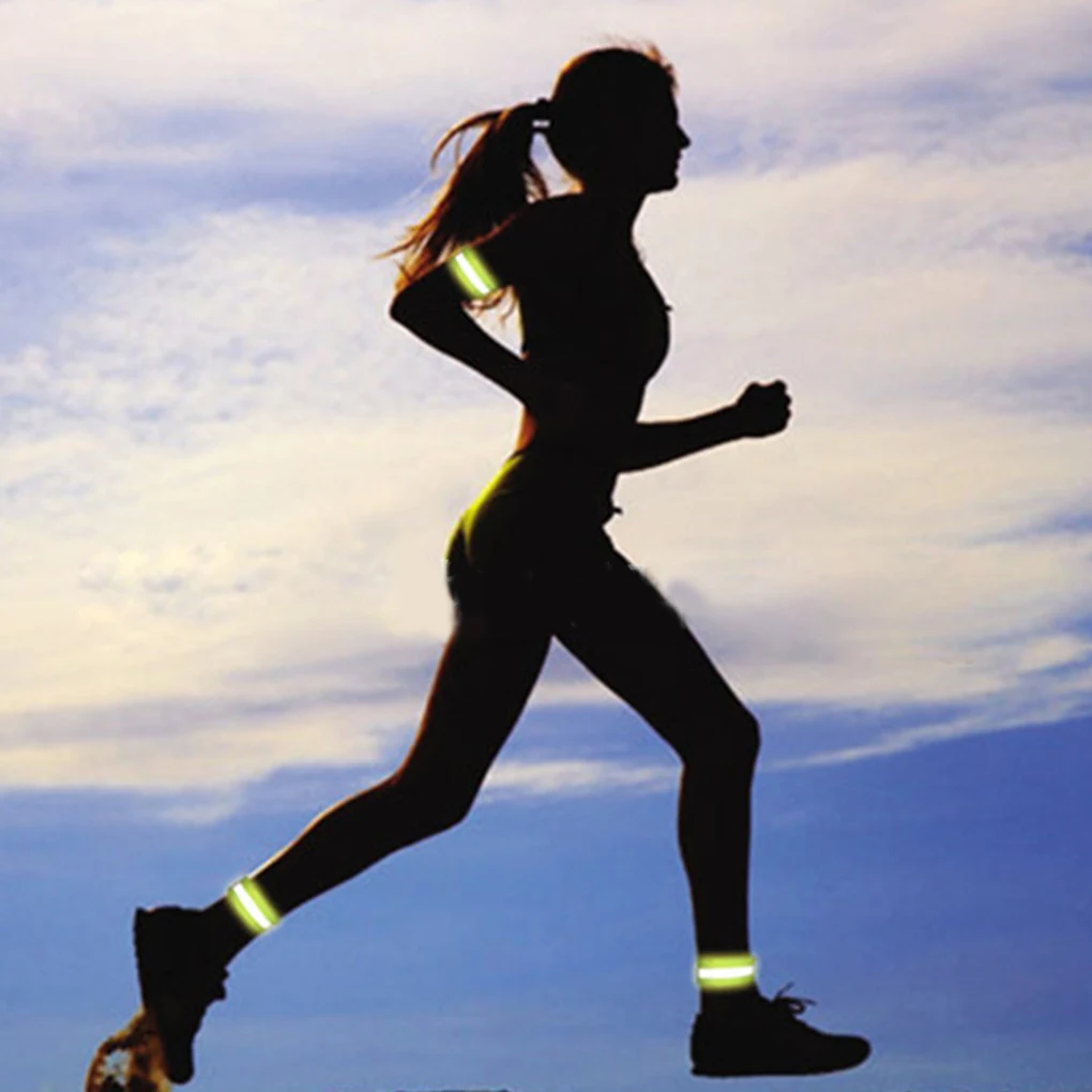 Светоотражающие защитные нарукавники повязки на лодыжку флуоресцентный зеленый