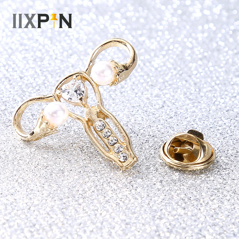 Модная женская брошь в виде органа матки булавка кристаллов гинекология символ