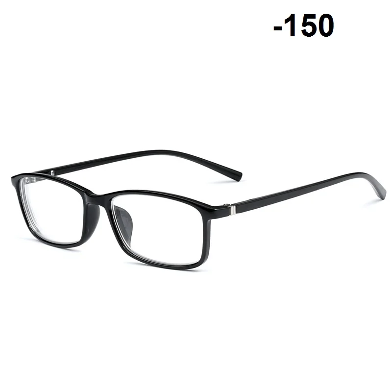 Vazrobe очки для близорукости для мужчин и женщин TR90 минус-100 до-600 рецептурная оптика линзы очки мужские женские готовые очки - Цвет оправы: black myopia 150