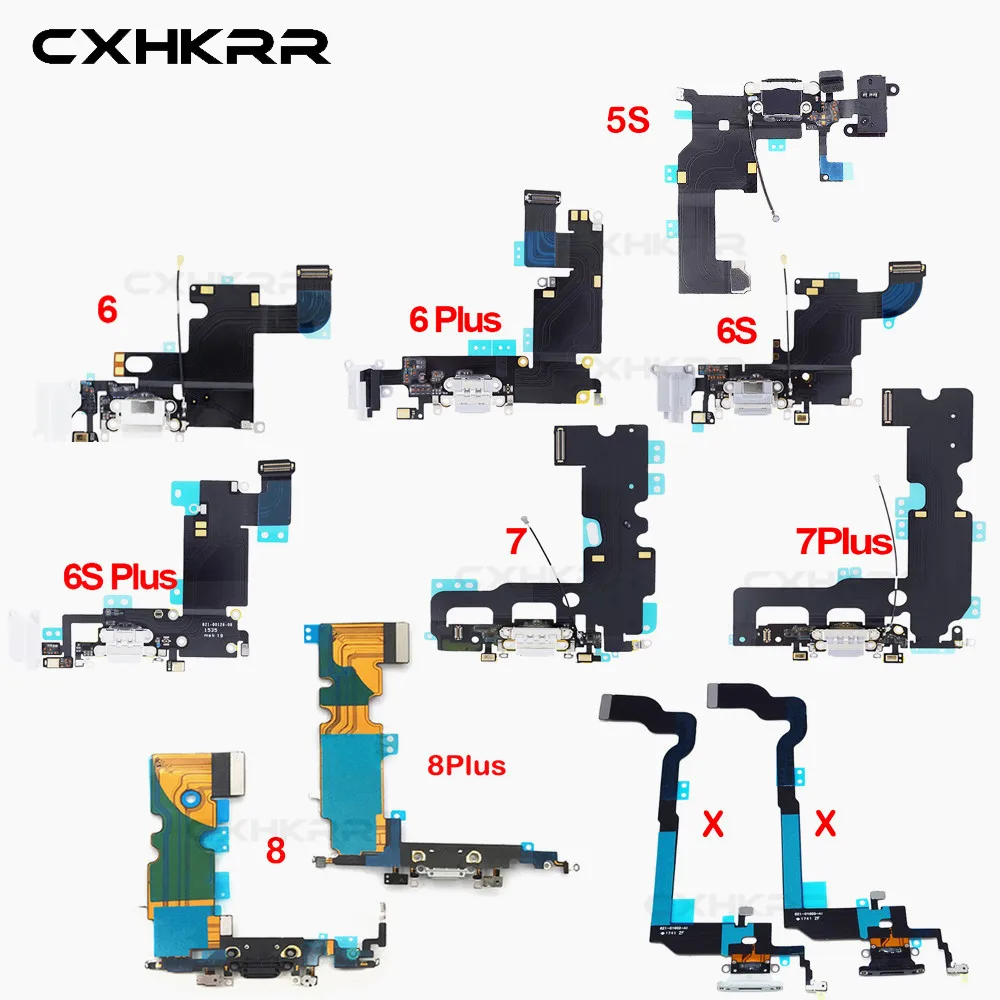 

High Quality Charging Flex Cable For iPhone 5S 6 6S 7 8 Plus USB Charger Port Dock Connector With Mic Flex Cable