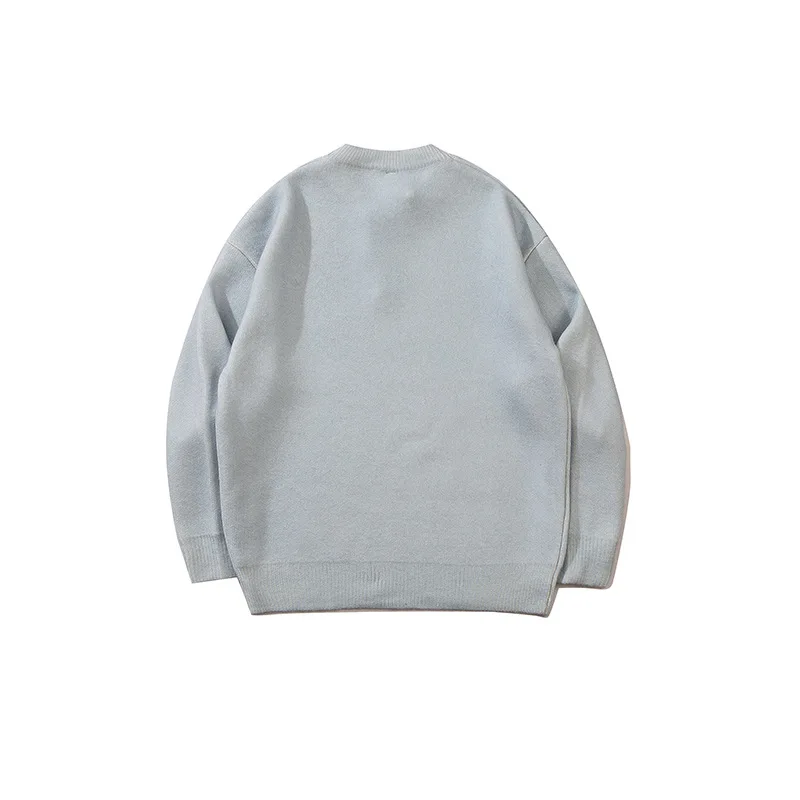 

SEVEYFAN Men's Fashion Letters Printed Cashmere Sweater BF Loose Cotton O Neck Pullover Knitwear for Couples