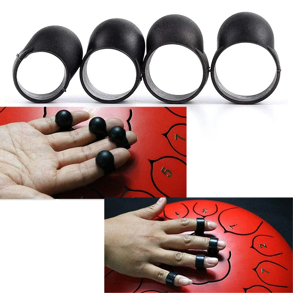 4 шт. Сталь язык барабан палец Picks силиконовой резины стучит рукава Handpan ударный