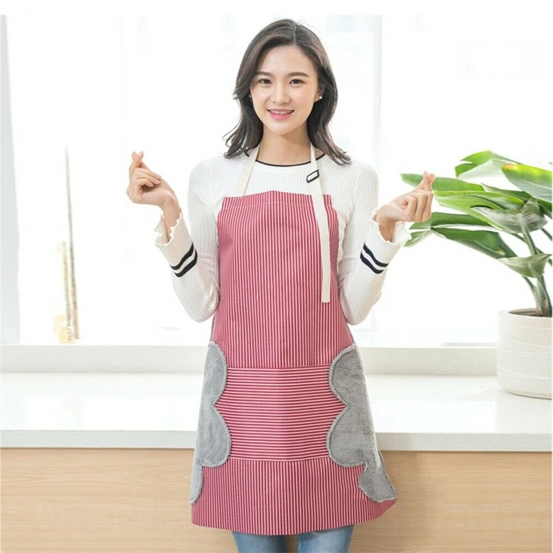 Фартук для кухни со стираемыми ручками водонепроницаемый нагрудник из ткани