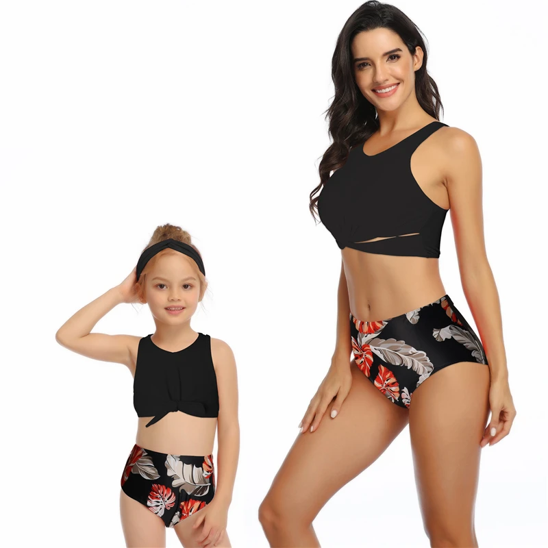 Sexy Family Matching Bikini Backless Swimwear High Waist Two Pieces Women Girl Swimsuit Bathing Suits Maillot De Bain Feminino |