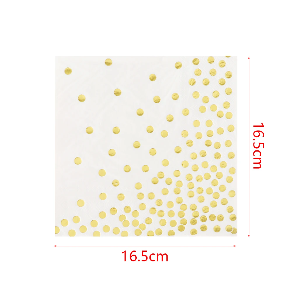 20 шт./лот Золотая фольга в горошек салфетки столовая посуда бумага для дома