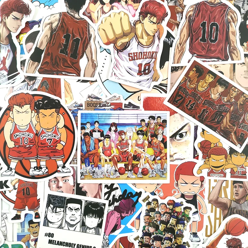 50 шт. SLAM DUNK наклейки аниме наклейки для скейтборда элементы стайлинга для ноутбука и автомобиля багаж водонепроницаемые наклейки для подарка