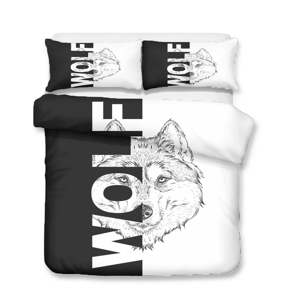 Черно-белые постельные принадлежности с принтом волка одеяло покрывало двойной