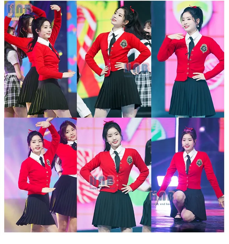 Kpop TWICE колледж Ветер топы и юбка комплект из двух предметов женский Выпускной студена фото черлидер студентов сценическое шоу костюмы