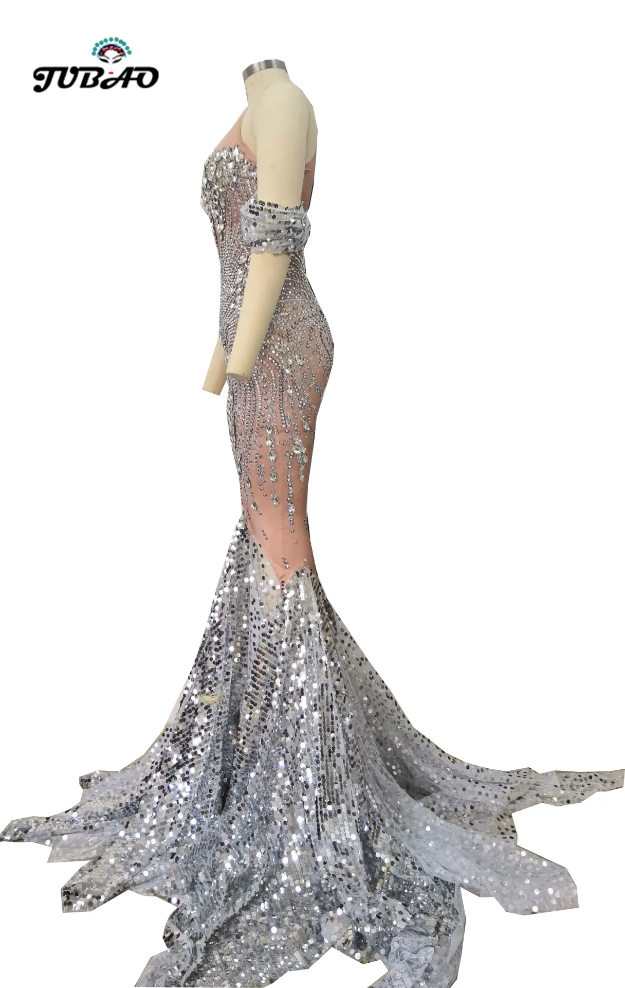 Роскошные Стразы высокое эластичное длинное платье русалки сексуальное с